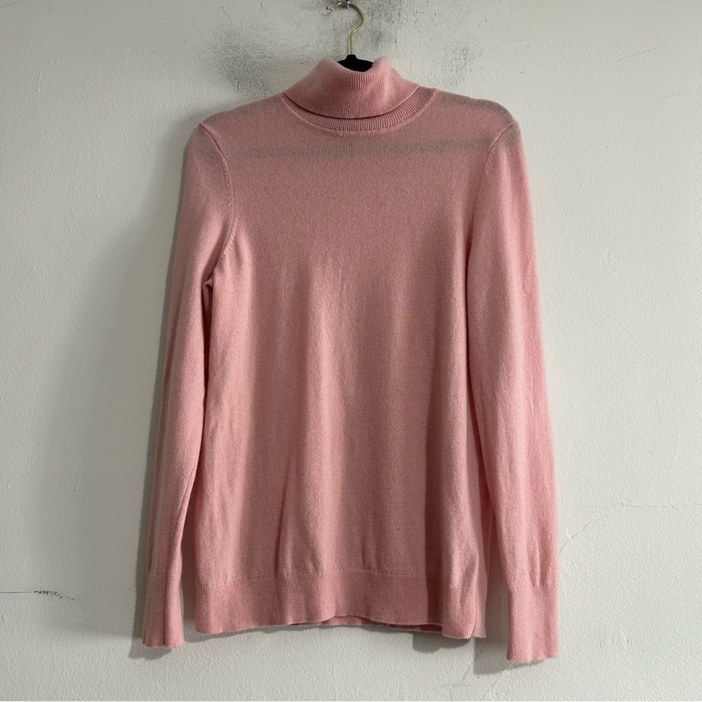 Talbots Pink Pure Cashmere Turtleneck Sweater Large Minimalist Timeless Classic